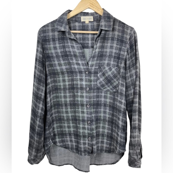 Cloth and Stone 100% Tencel Lyocell plaid button up shirt size S - Picture 1 of 6